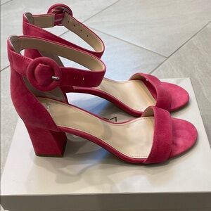 Marc Fisher Pink Suede Sandals with Block Heel